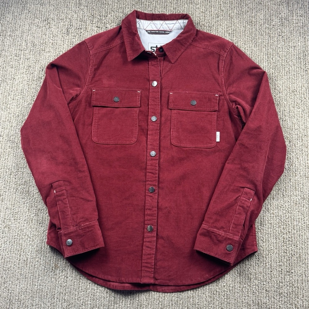 Stio Womens M Saratoga Corduroy Shirt Snap Long Sleeve Burgundy Organic Cotton